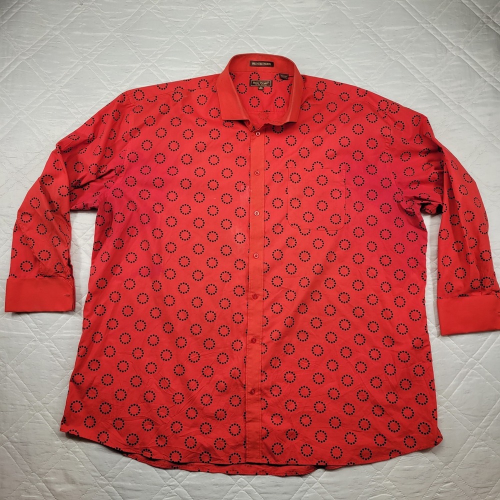 Henri Picard Vintage red long‎ sleeve dress shirt size 19 1/2 37 4XL